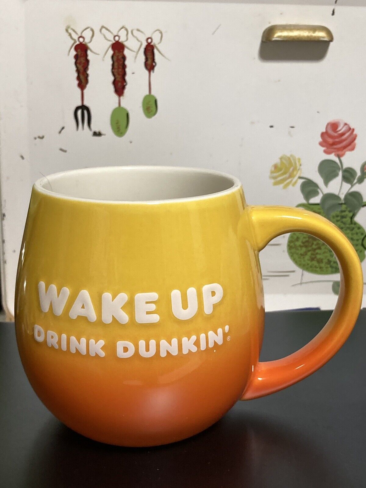 Wake Up Drink Dunkin’ Coffee Mug CupOrange and Yellow Be Awesome