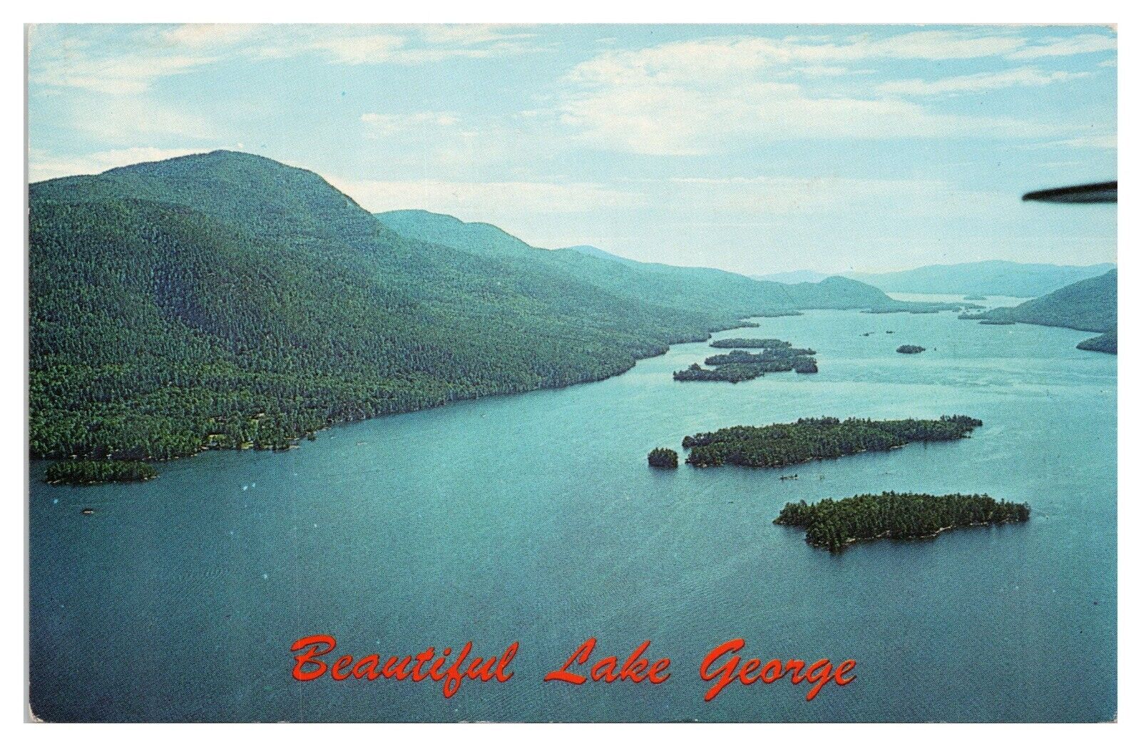 Vintage Beautiful Lake George Postcard Aerial View New York Multiple Islands