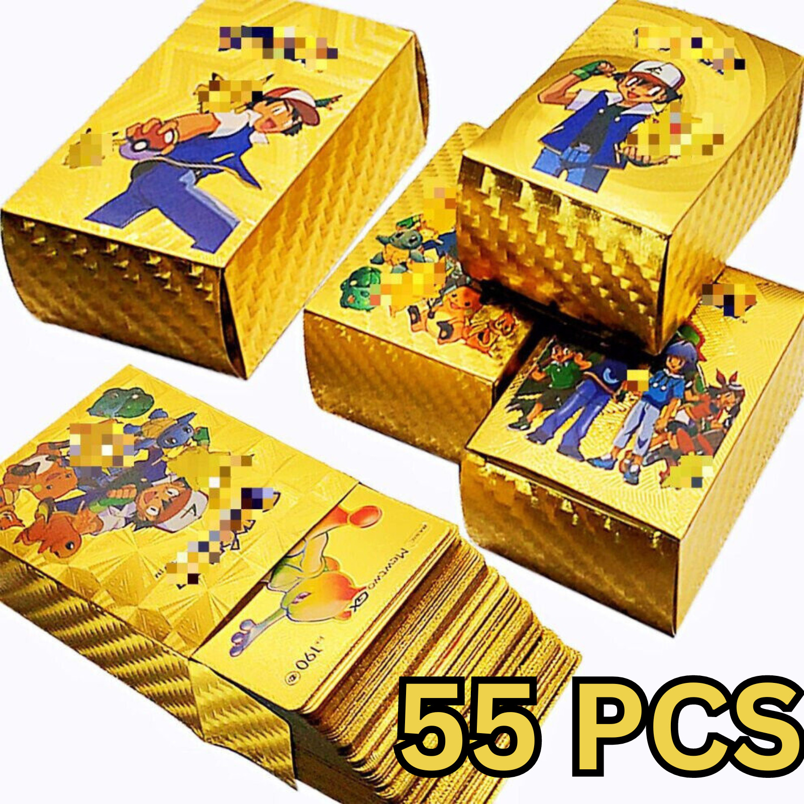 Pokemon Gold Foil Cards Pack of 55PCS/110PCS/165PCS TCG Deck Gold Foil Read desc