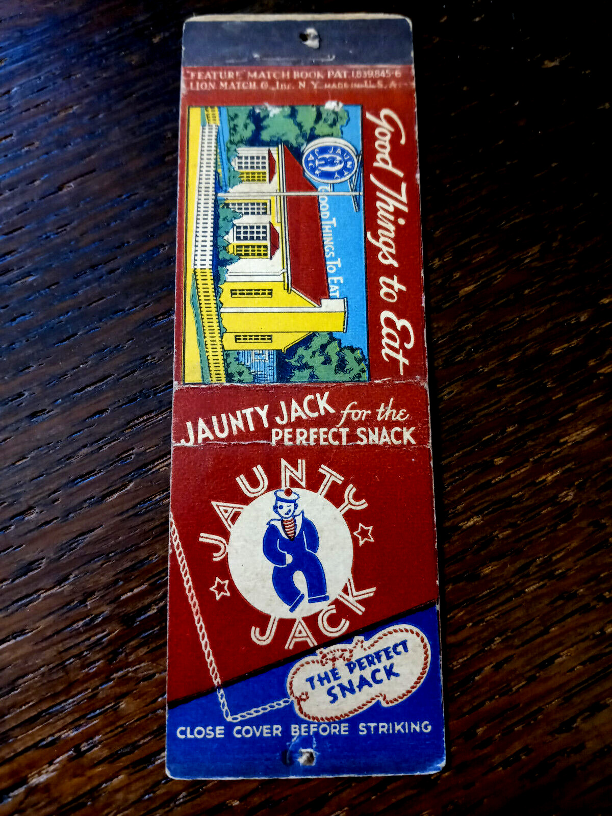 Vintage Matchbook: Jaunty Jack for the Perfect Snack, Somerville, MA
