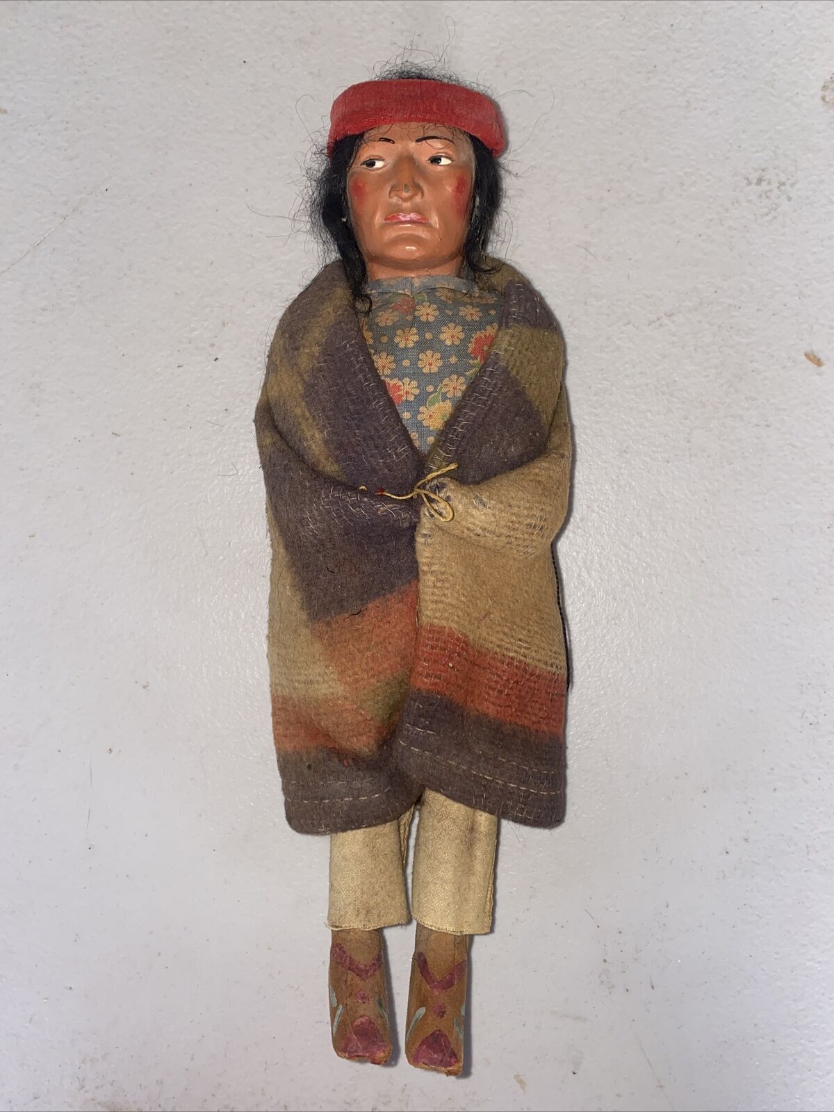 Vintage 1930/40 Skookum Bully Good Native American Indian Doll Handmade Chippewa