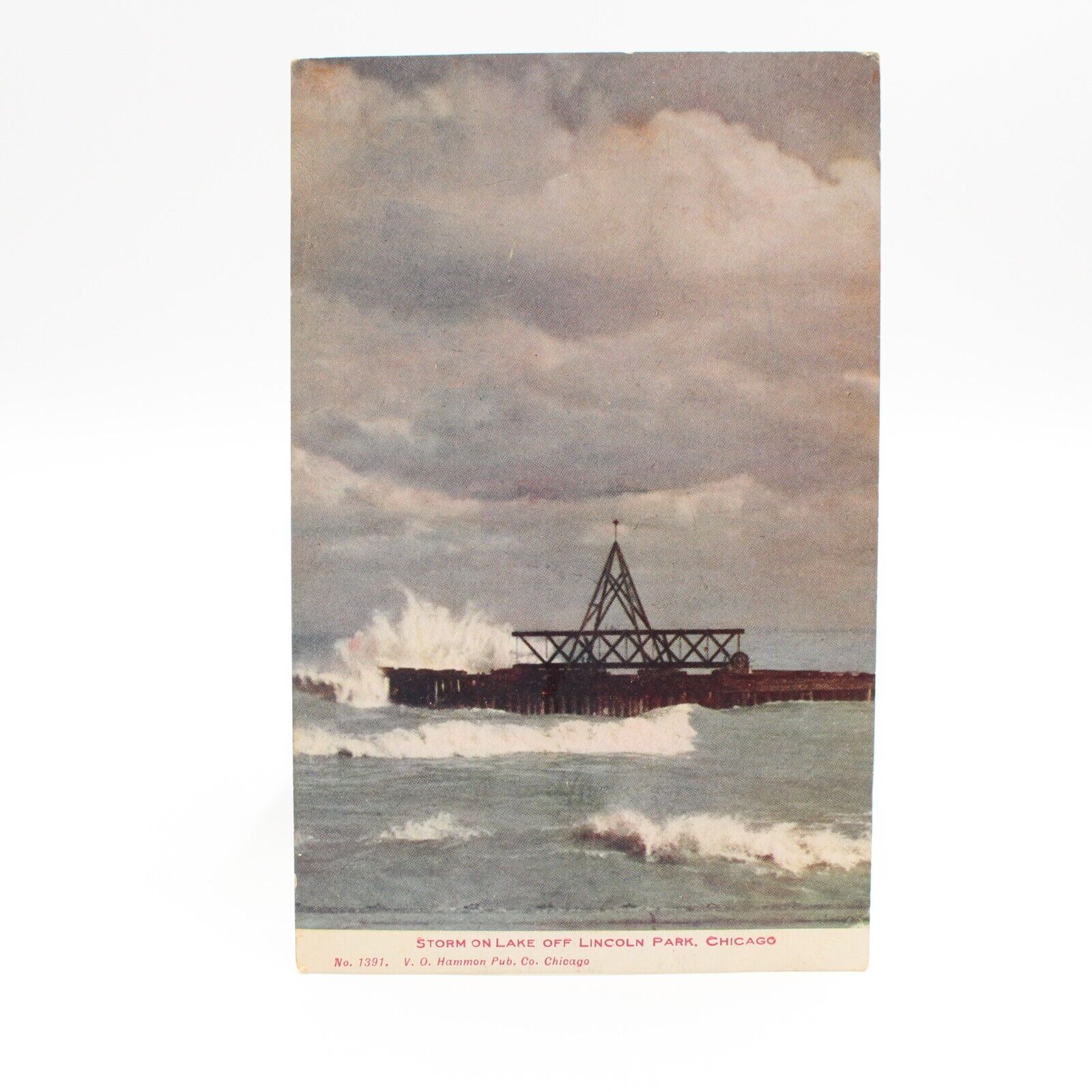 Storm on LAKE OFF LINCOLN PARK Chicago Illinois Postcard