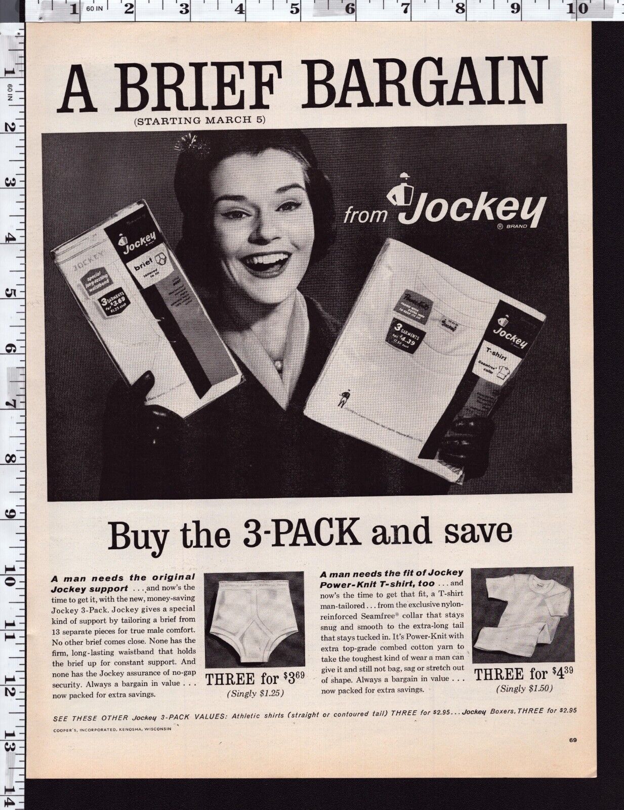 1962 Vintage Print Ad Jockey Underwear Briefs