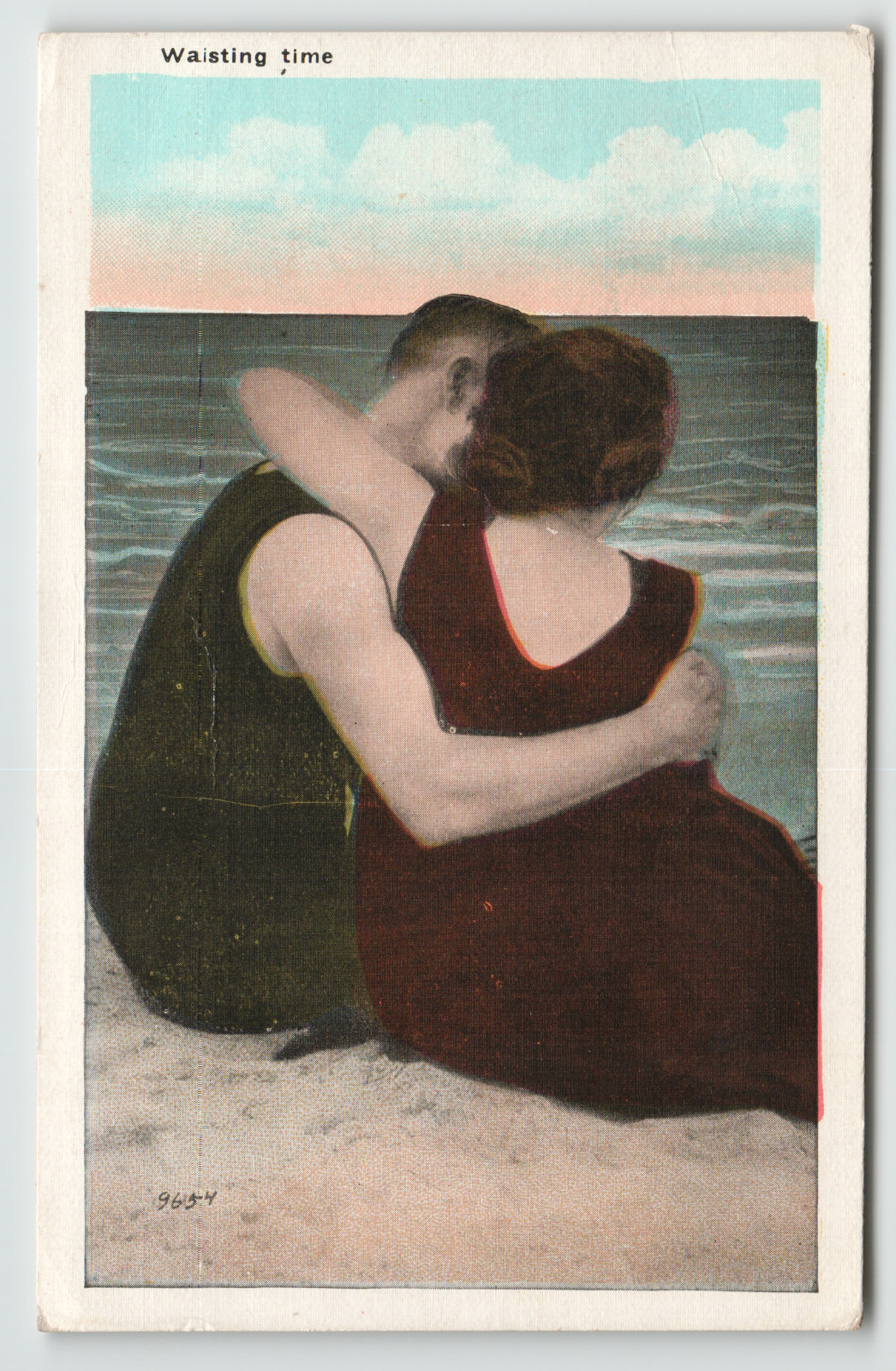 Postcard Romance Two Lovers on a Beach Somewhere