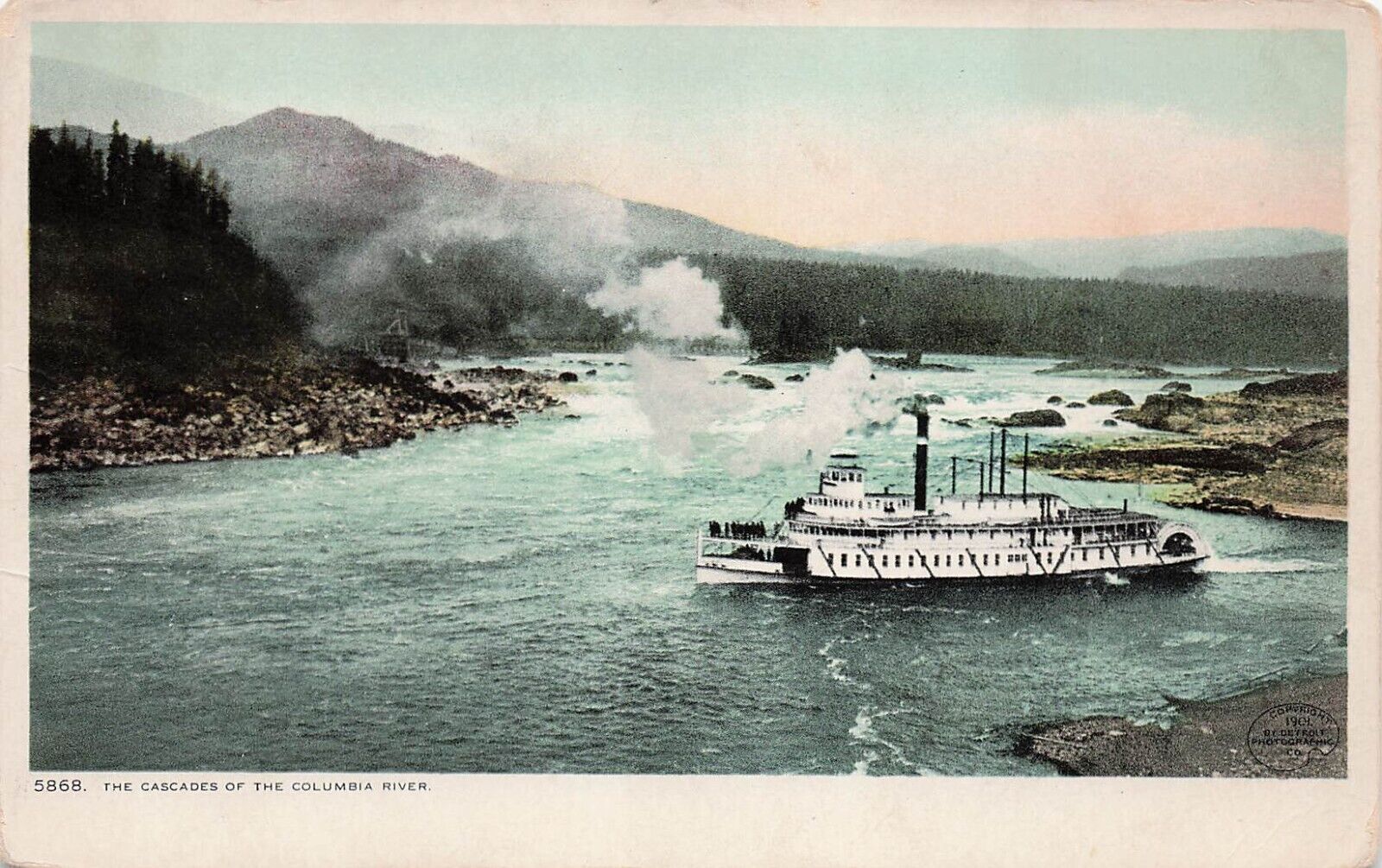 Bailey Gatzert Sternwheeler Cascades Columbia River Ship Steamer Vtg Postcard E3