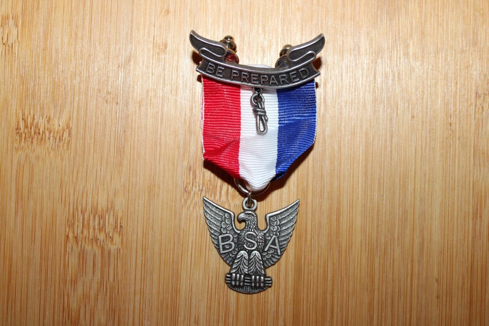 Boy Scouts of America BSA Eagle Scout Be Prepared Silver Medal and Ribbon