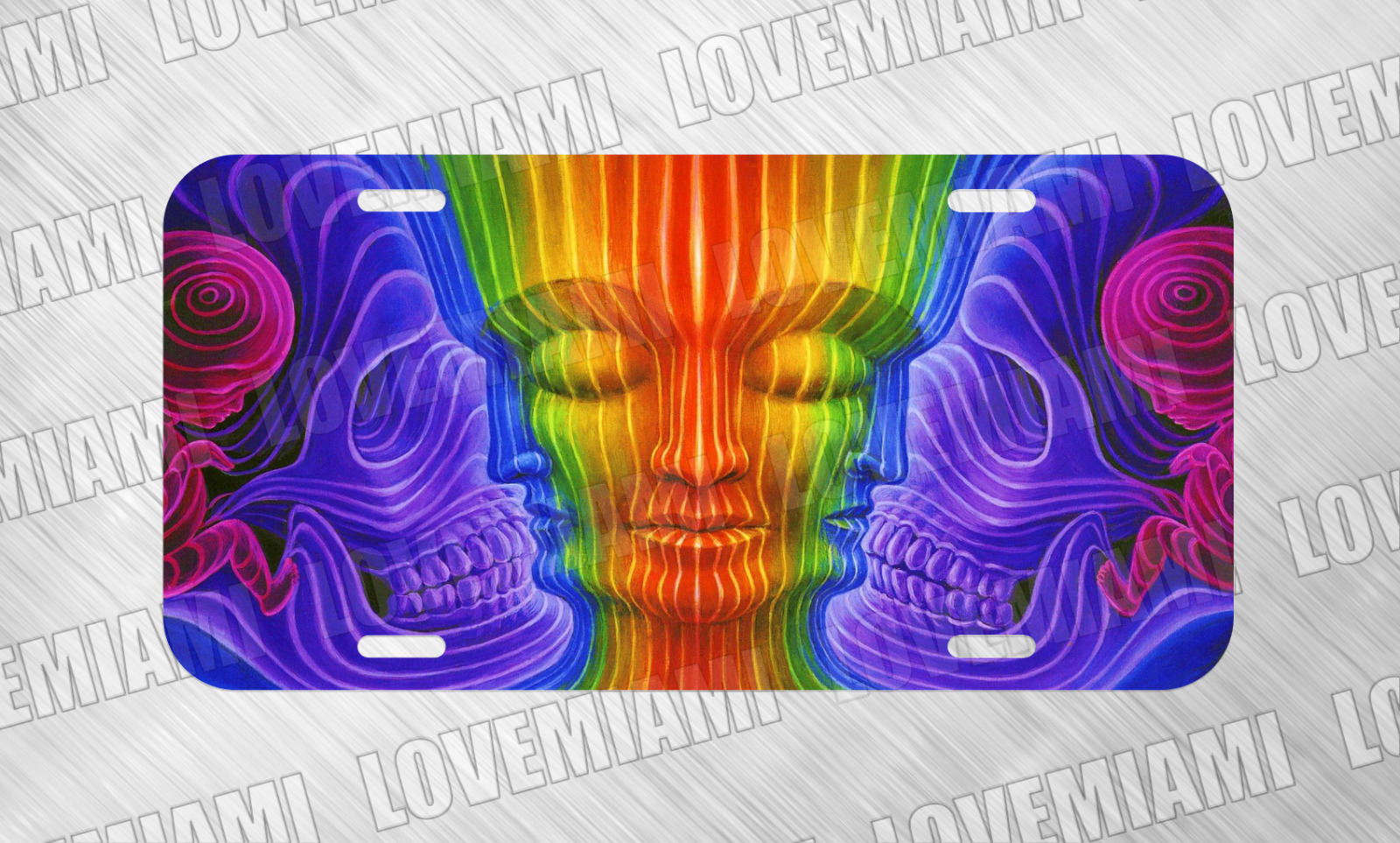 Trippy Face JDM Funny Skull Trip Humans Art License Plate Auto Car Tag 