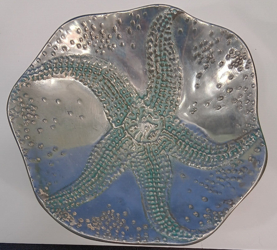 Rare Vintage Mariposa Starfish Metalware Aluminum Bowl Nautical Decor 8” Metal