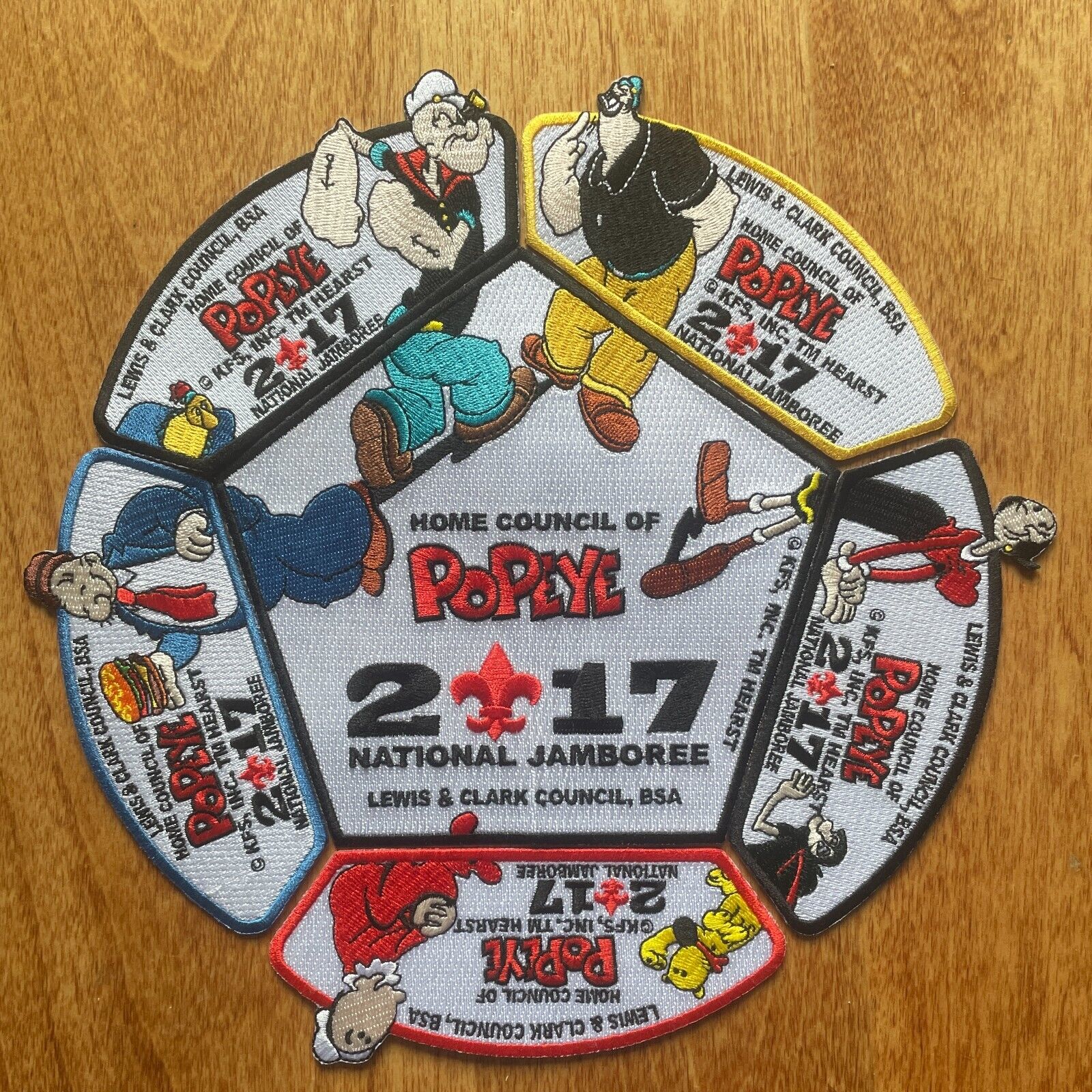 2017 Jamboree Lewis and Clark Council Popeye Patch Set