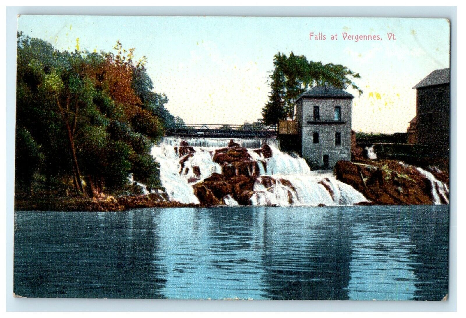 c1910 View Of Water Falls At Vergennes Vermont VT Unposted Antique Postcard  