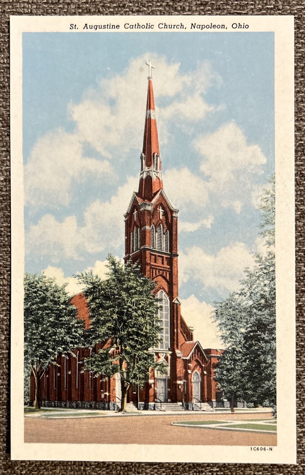 Antique Vtg St. Augustine Catholic Church, Napoleon, Ohio 1C606-N