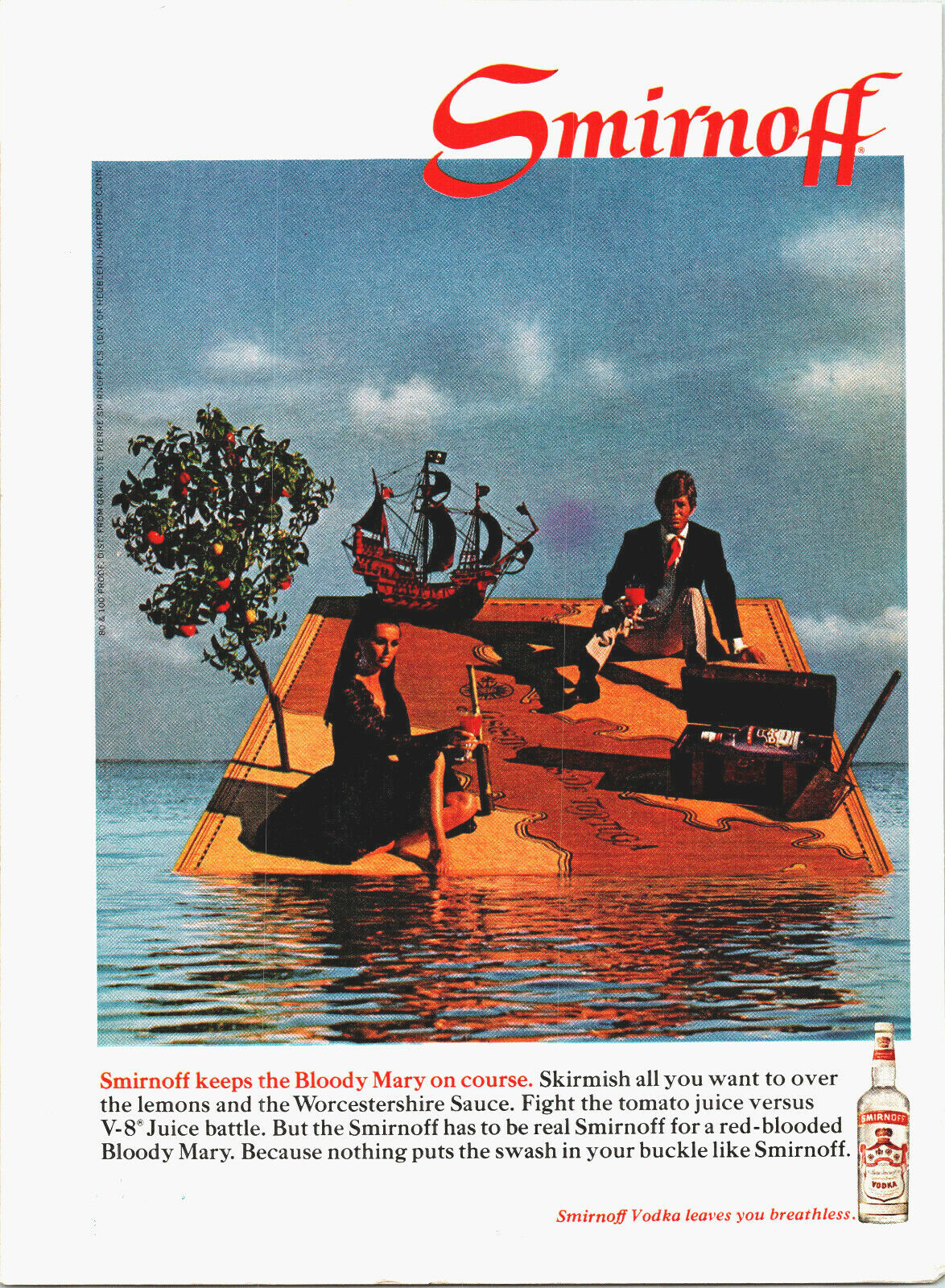 Vintage 1968 Smirnoff Bloody Mary Print Ad Advertisement Advertising