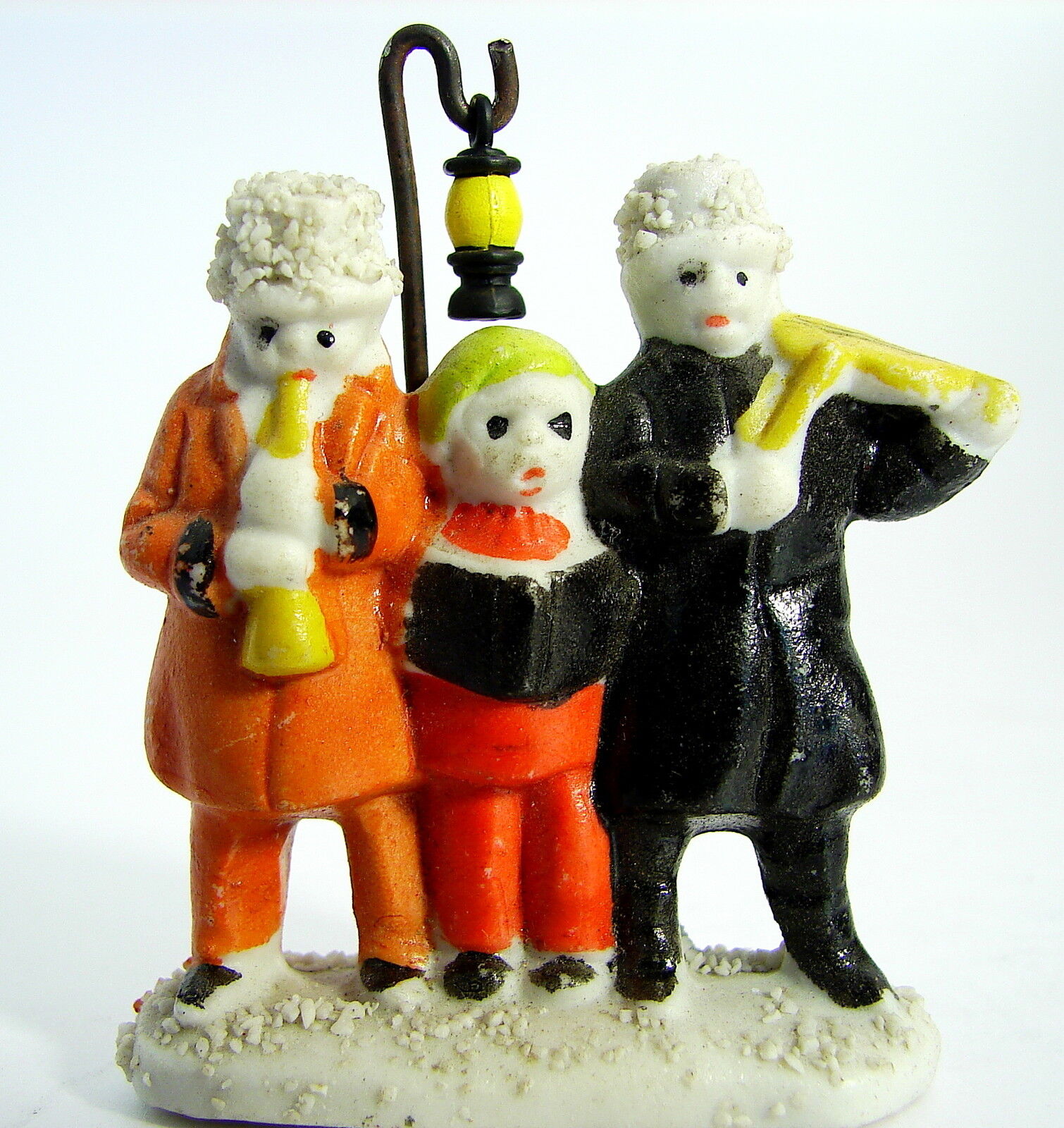 ANTIQUE SNOWBABY:  CAROLERS BY THE LAMPPOST a Japanese 1930s or 1940s Variation