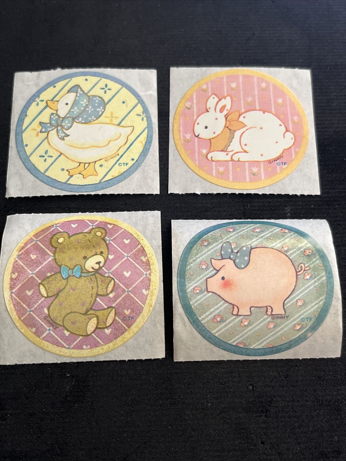 Vintage 80’s GINNY Stickers - Pig, Teddy Bear, Rabbit & Goose - Rare & HTF