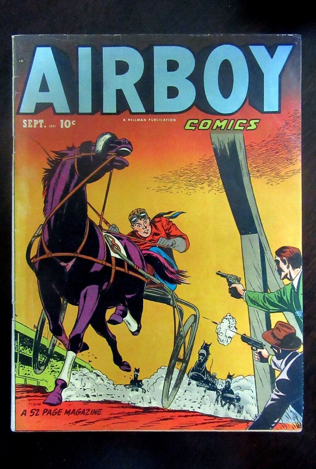 1951 Airboy Comics V. 8 No. 8 Hillman The Heap Horse Harness Race Cover VG+/F-