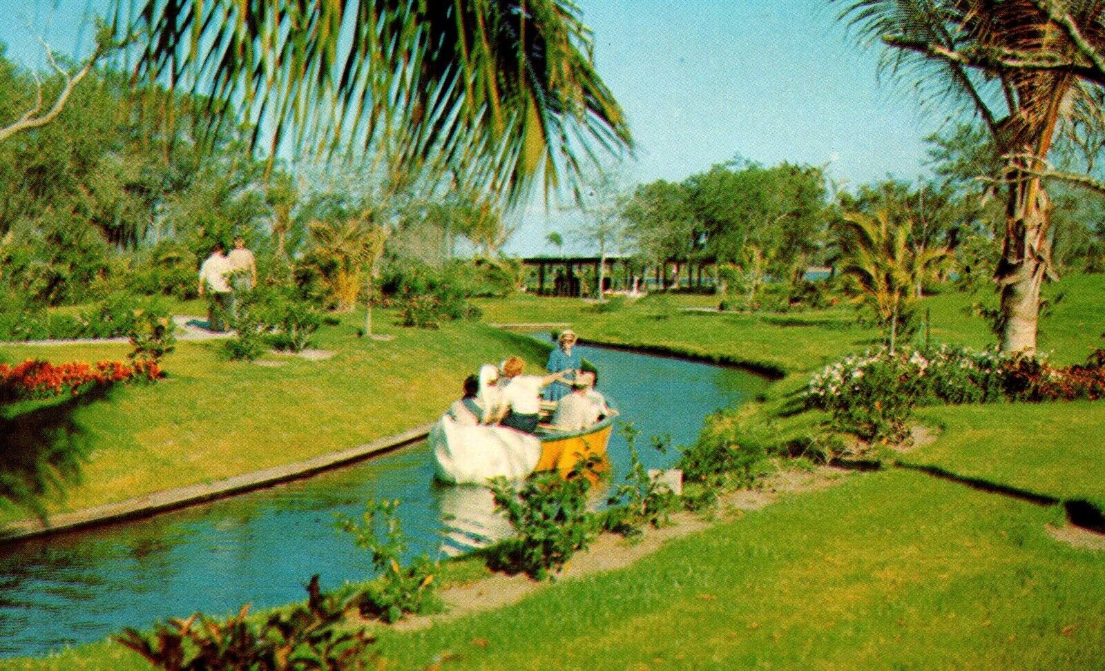 Sarasota FL Sunshine Springs and Gardens Swan Boat Tour Ride Park Vtg Postcard