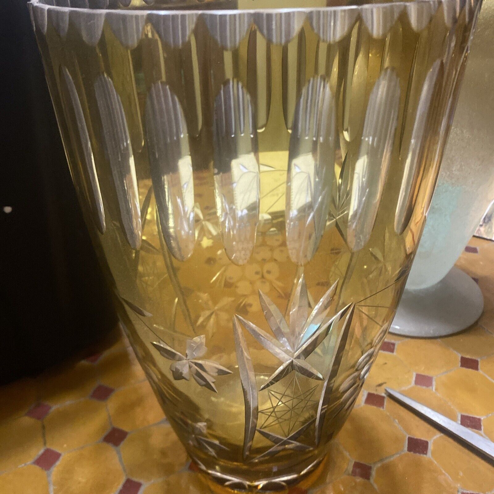 Antique Amber Glass Italian Vase