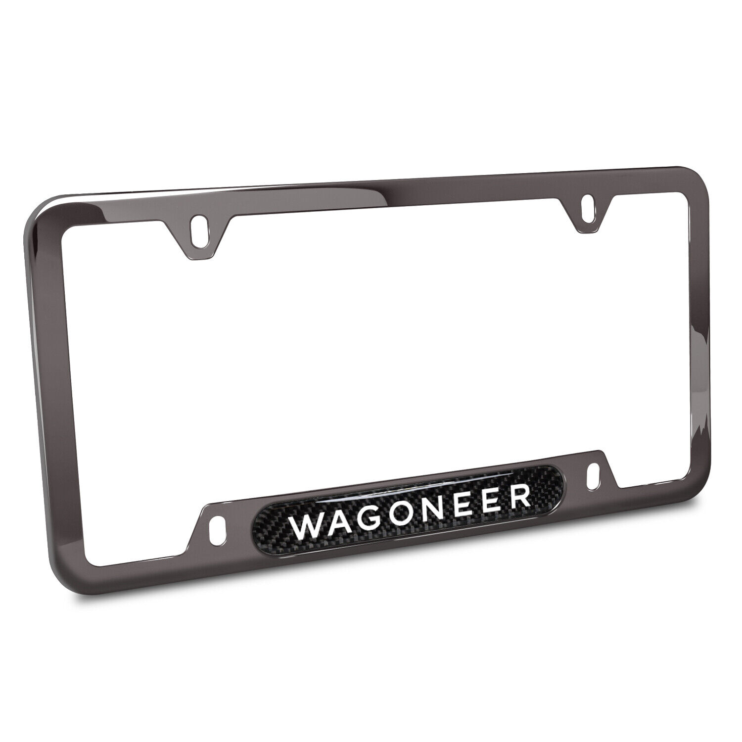 Jeep Wagoneer Black Insert Gunmetal Chrome Stainless Steel License Frame