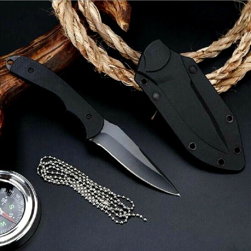 Drop Point Knife Fixed Blade Hunting Survival Tactical Combat High Carbon Steel