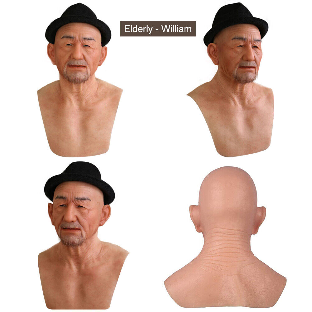 Realistic Silicone  Face Mask Party Prop Cosplay Male Hood Headwear Hallowmas