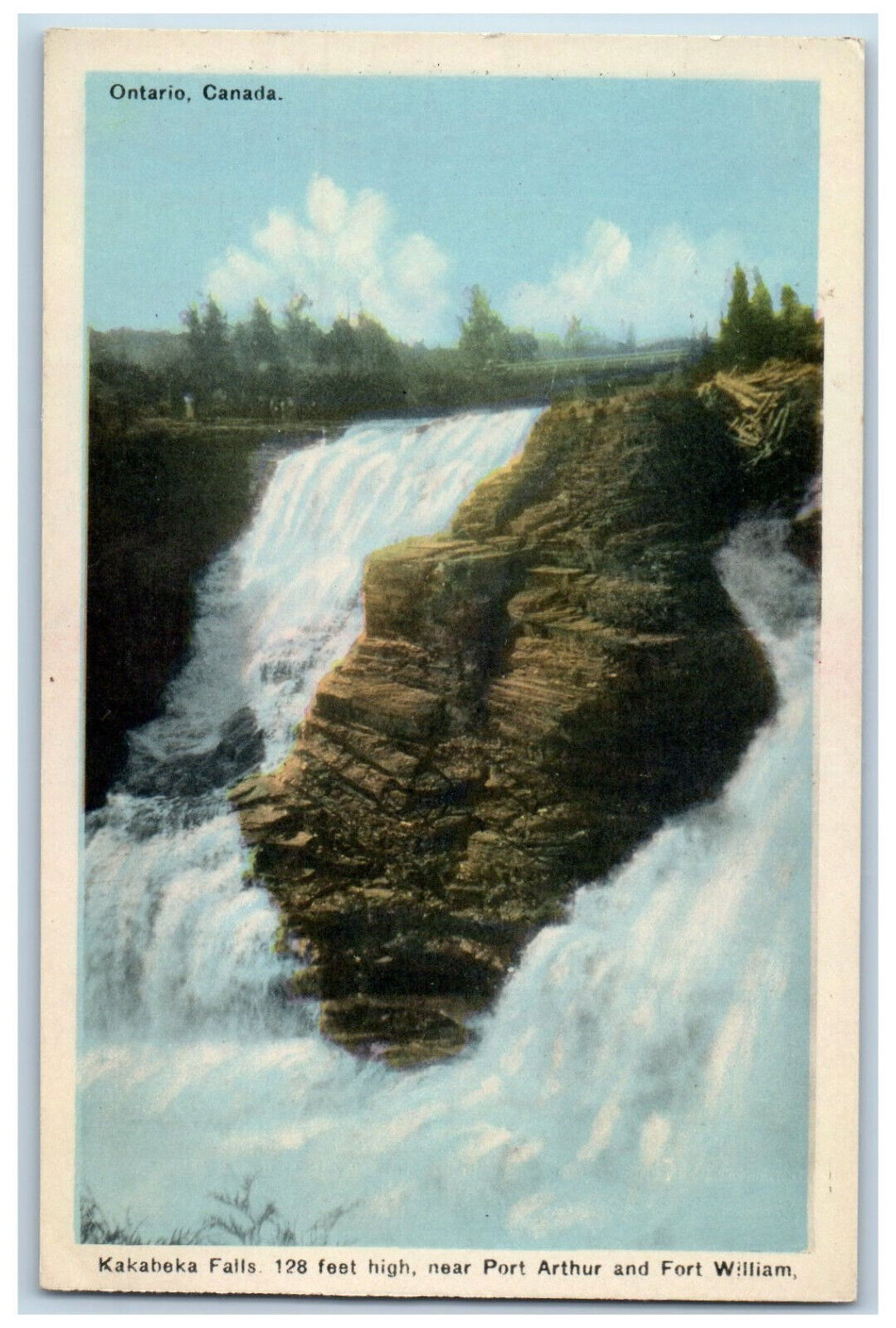 Port Arthur Ontario Canada Postcard Kakabeka Falls 128 Feet High c1940\'s