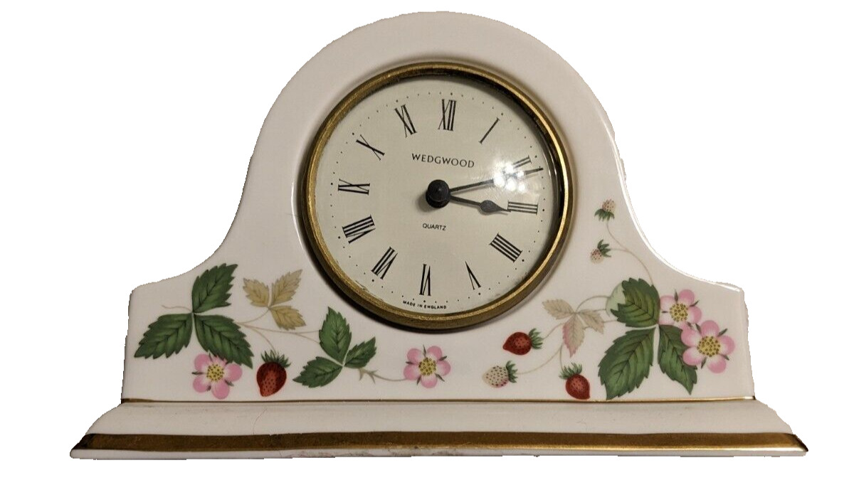 Wedgewood, small Mantle Clock, wild strawberry pattern, clock NOT WORKING