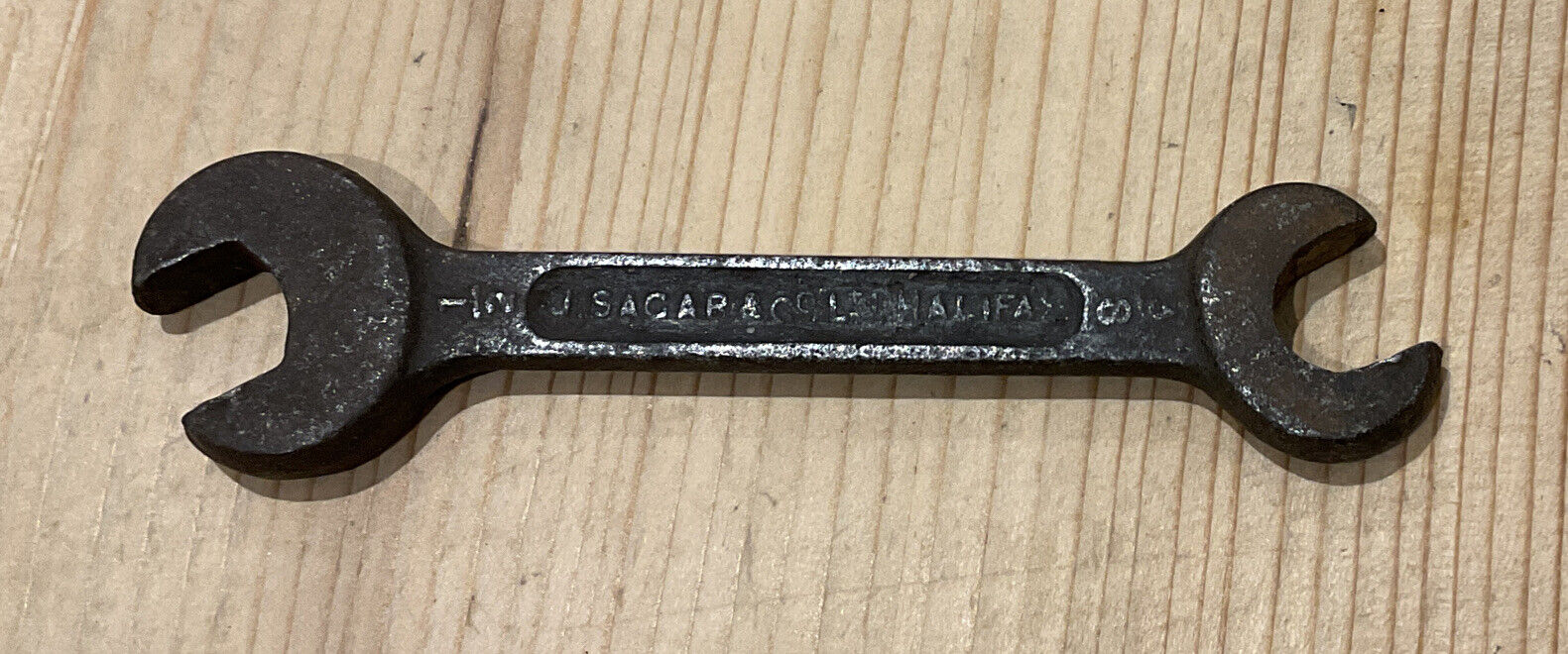 J Sagar Halifax Spanner Wrench woodworking Machinery Tool 1/2 3/8 Rare Vintage