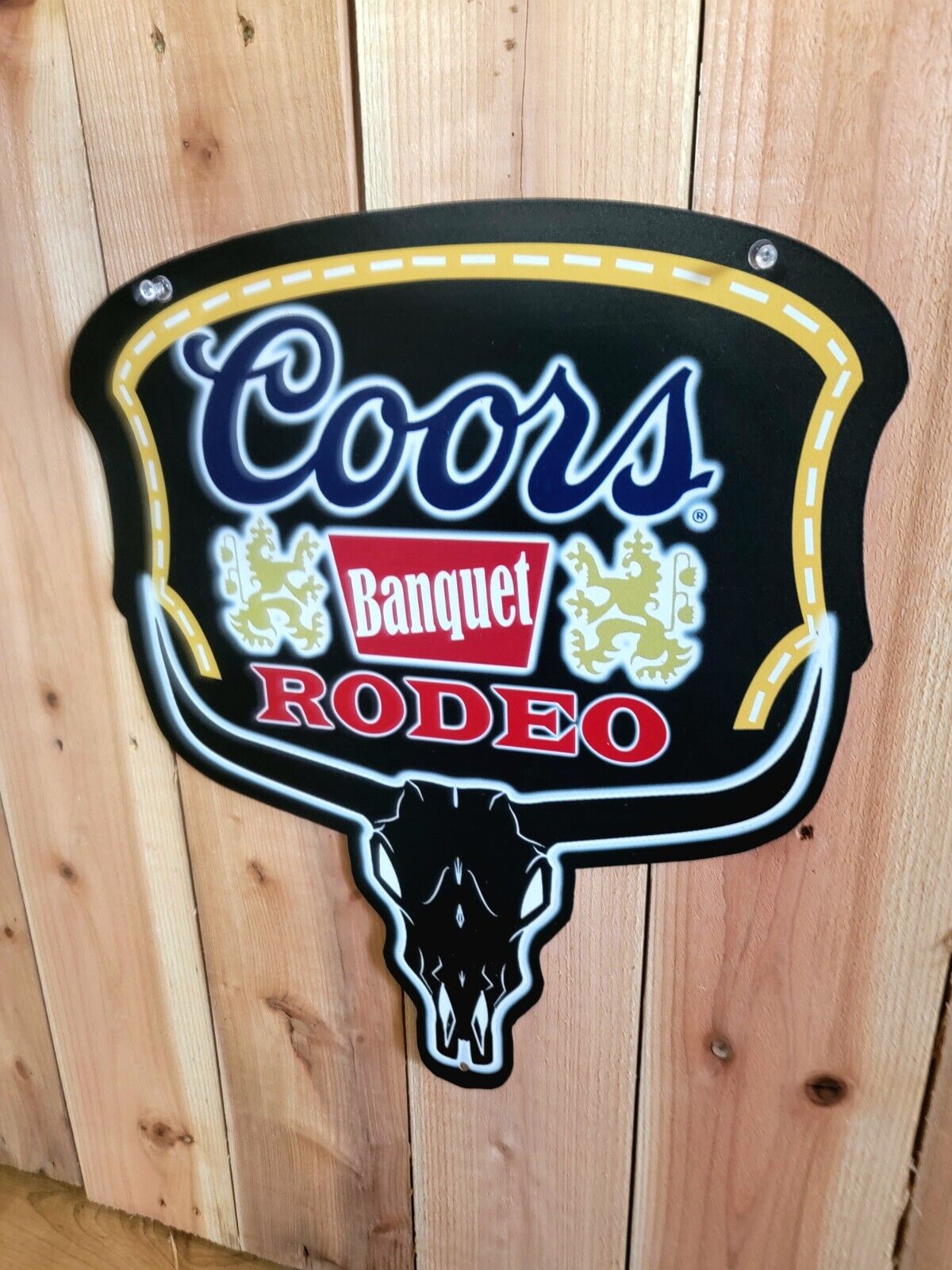 Coors Banquet Metal Sign Man Cave Beer Sign, Official Beer of Rodeo 15.5x13.5 