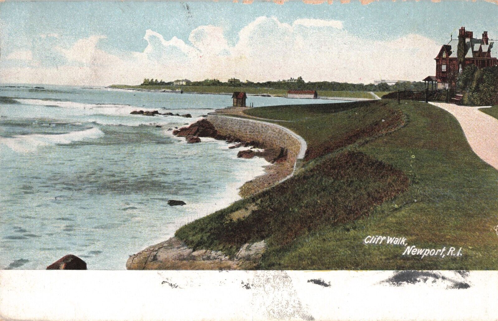 Cliff Walk Newport RI Rhode Island Ochre Point 1907 Postcard B415