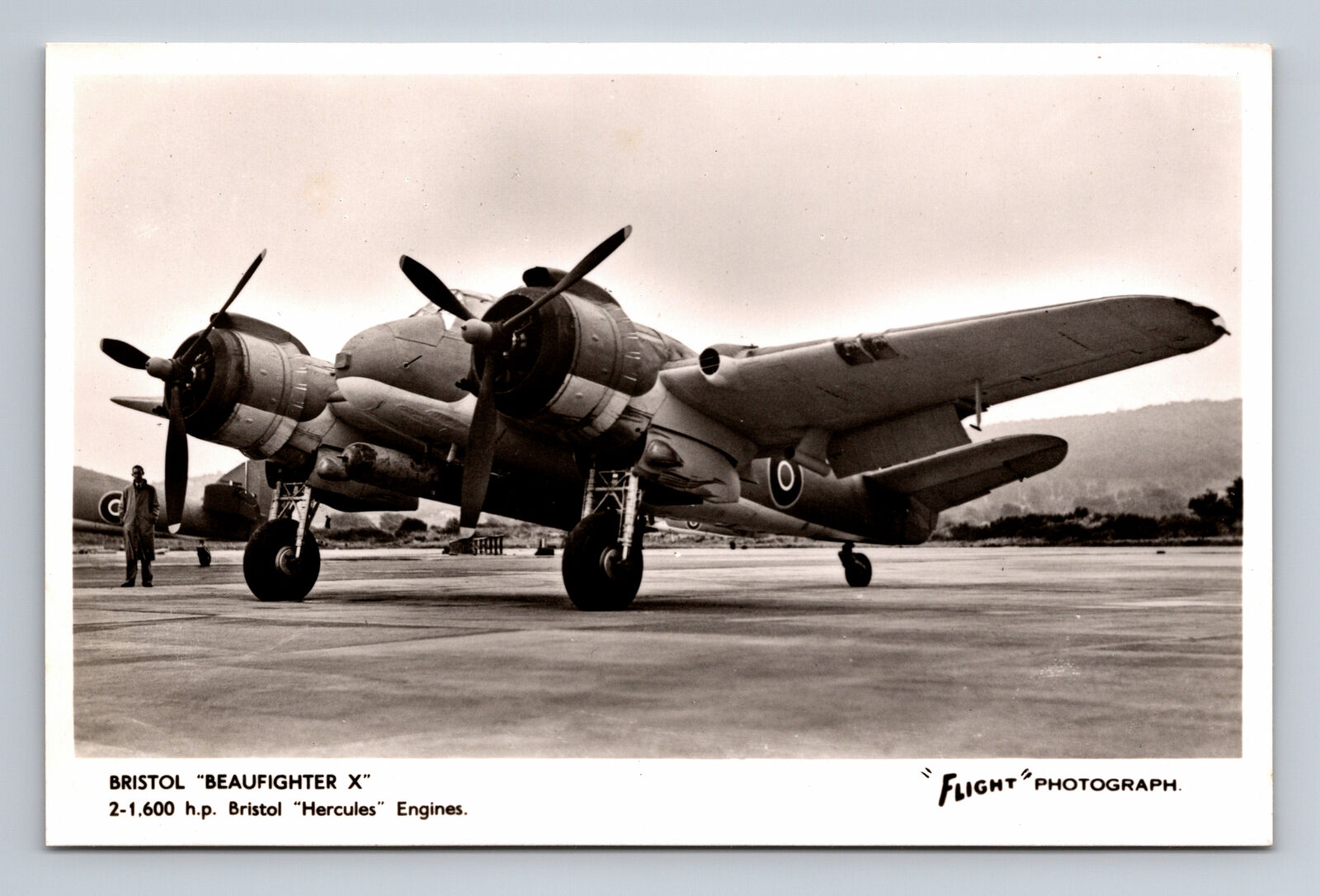 RPPC WWII RAF Bristol Beaufighter X 156 FLIGHT Photograph Postcard