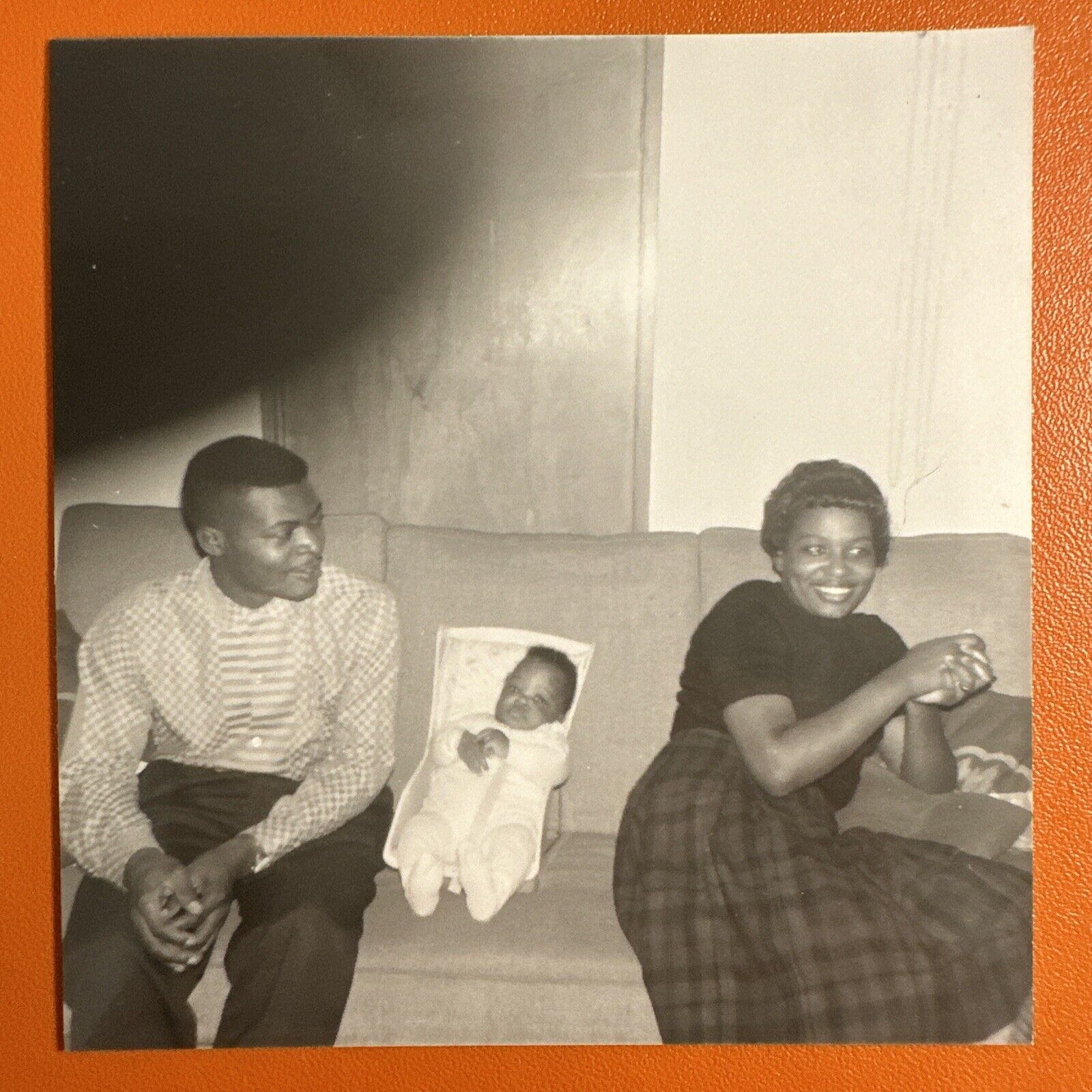African American Family VINTAGE PHOTO Little baby Mother Dad Original Snapshot