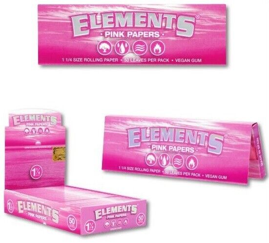 NEW🔥ELEMENTS PINK PAPERS💛1 1/4 SIZE 💚FULL BOX SEALED🔥25PKS💥50 SHEETS EACH