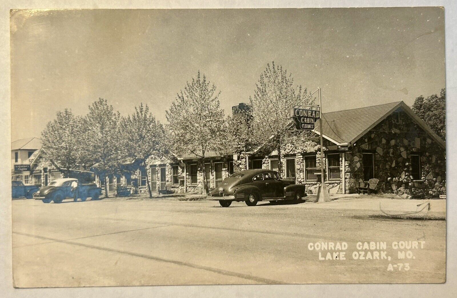RPPC. Conrad Cabin Court. Lake Ozark Missouri MO. Real Photo Postcard.