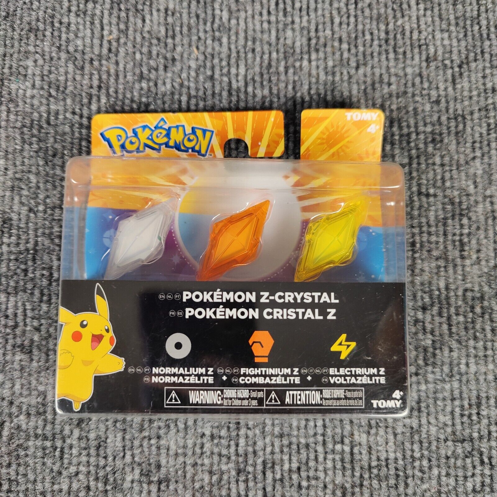 Tomy Pokemon Z-Crystal 3-Pack Normalium Z, Fightinium Z, Electrium Z New Sealed 