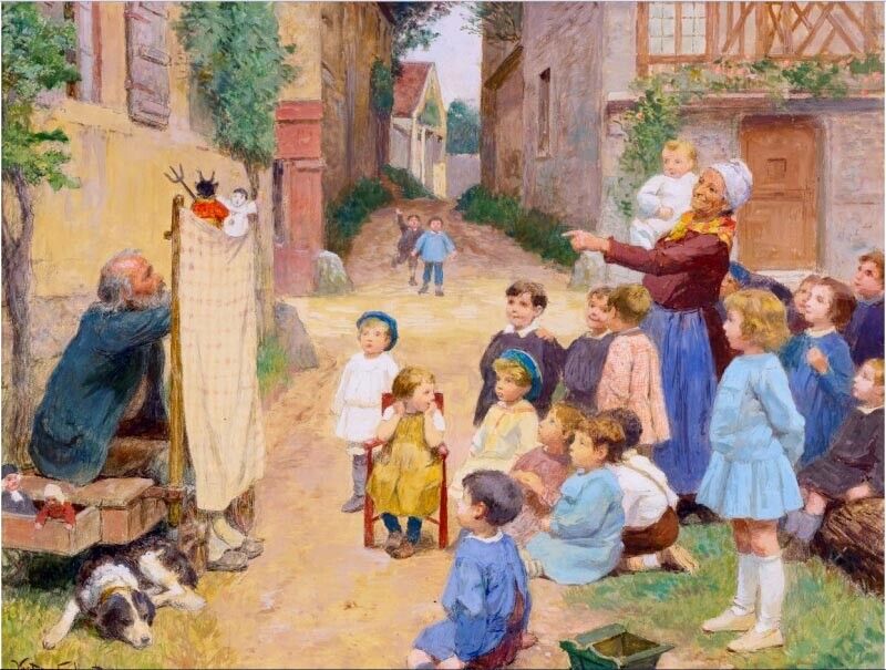 Dream-art Oil painting Les-Marionettes-Victor-Gabriel-Gilbert-Oil children woman