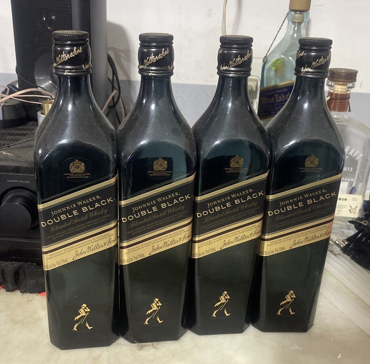 4 Empty JOHNNIE WALKER Double Black 750 ML FOR COLLECTIBLE
