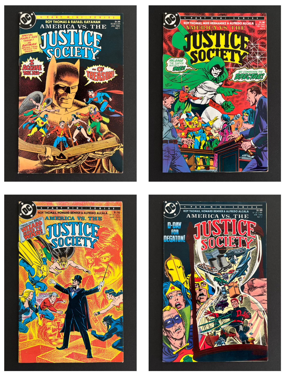 America vs The Justice Society #1-#4 Complete Mini-series LOT (DC, 1985, VF/NM)