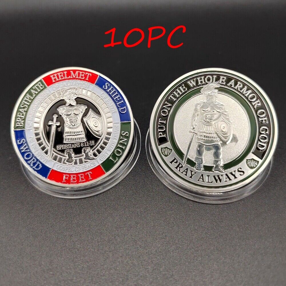 10pcs Put On the Whole Armor Of God Challenge Coin Prayer Commemorative Coin