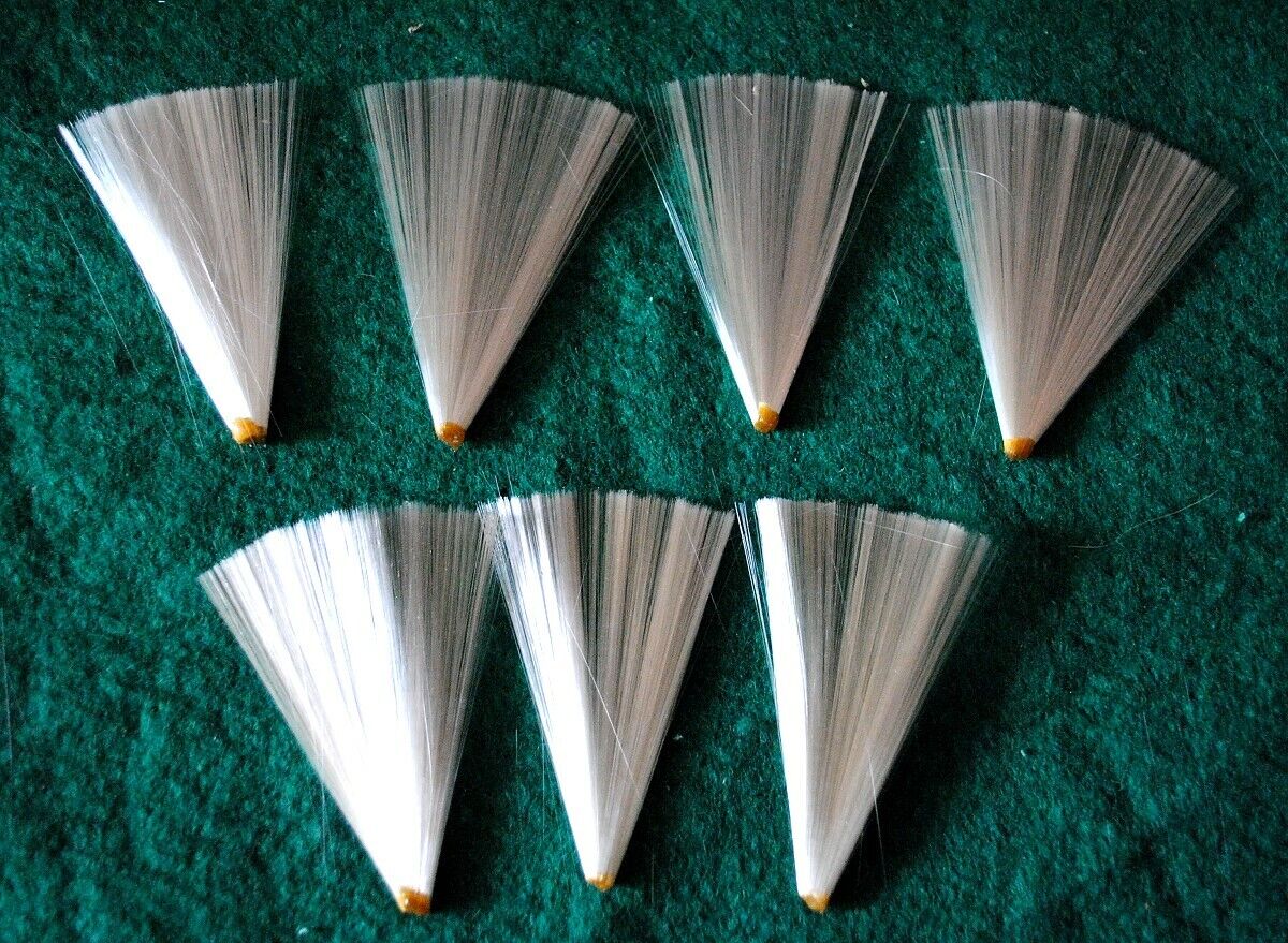 7 tails made of spun glass for birds, glass fibre, x-mas ornaments