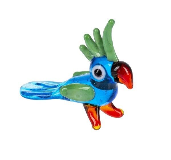 Ganz World Miniature Glass Collectible Figurine Blue & Green COCKATIEL BIRD 1\