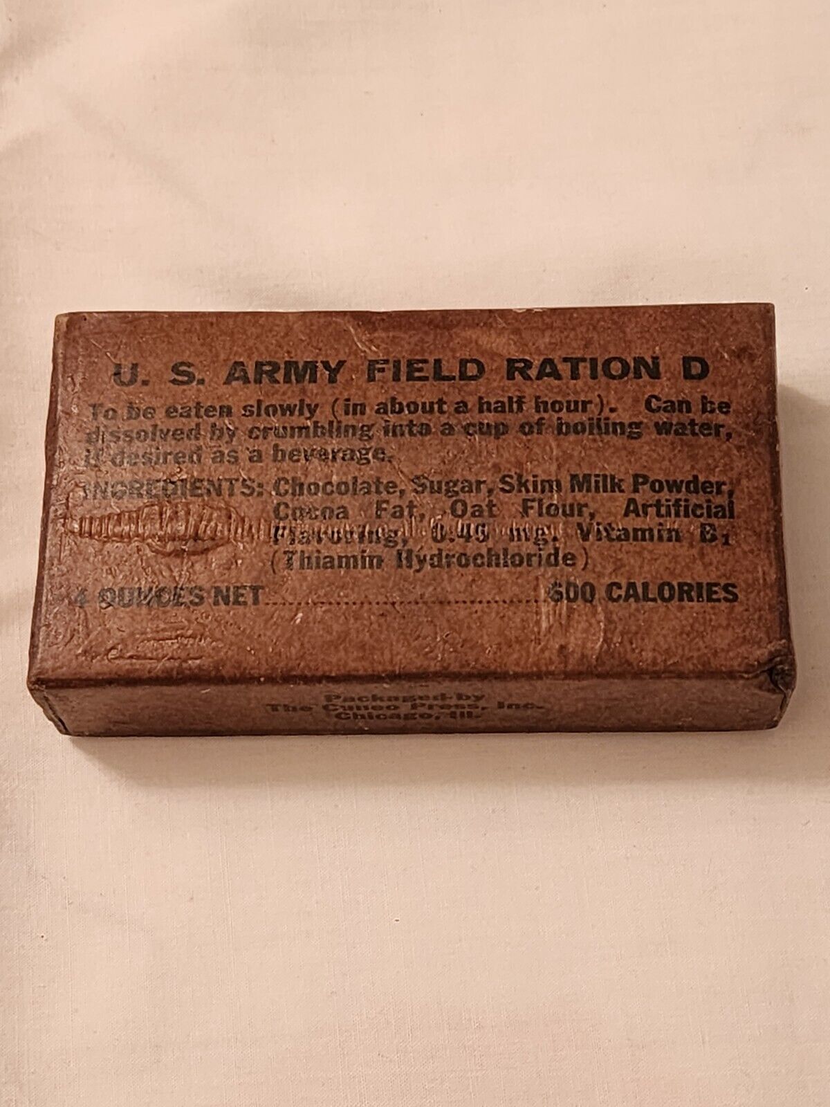 WW2 1942 US Army Field Ration D Vintage MRE Unopened
