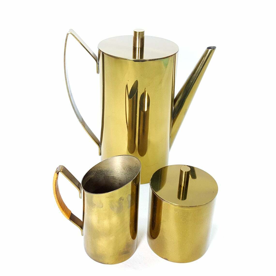 Vintage Italian Coffee Service Set Made in Italy Brass Modern Mid Century
