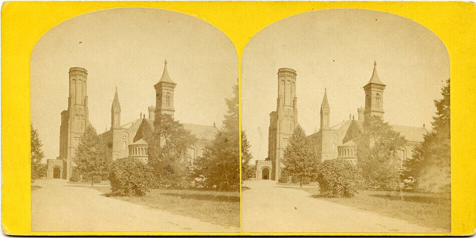 EARLY SMITHSONIAN INSTITUTE BUILDING EXTERIOR WASHINGTON D. C. STEREOVIEW