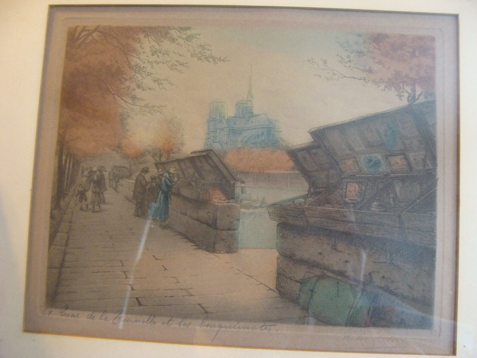 Vintage ARt--FRENCH ART STALLS, Signed Victor VALERY, Notre Dame