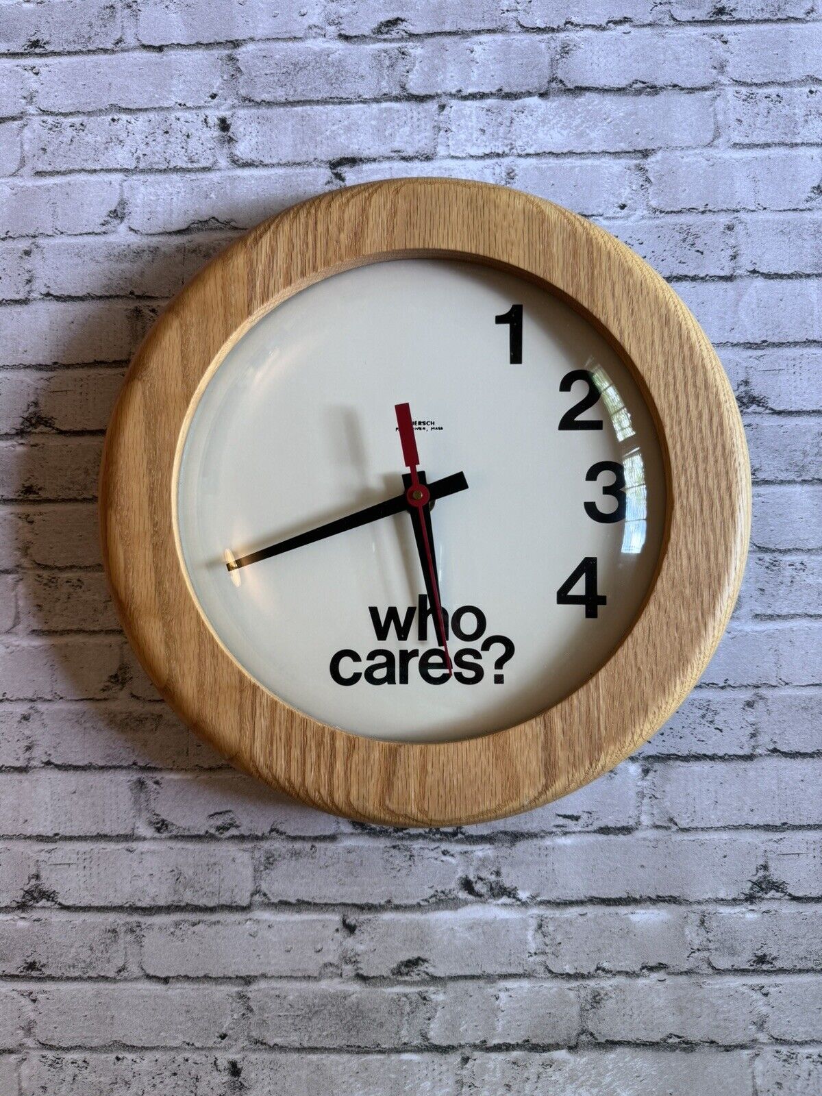 Vintage Mid Century Modern Wuersch “Who Cares”Wall Clock