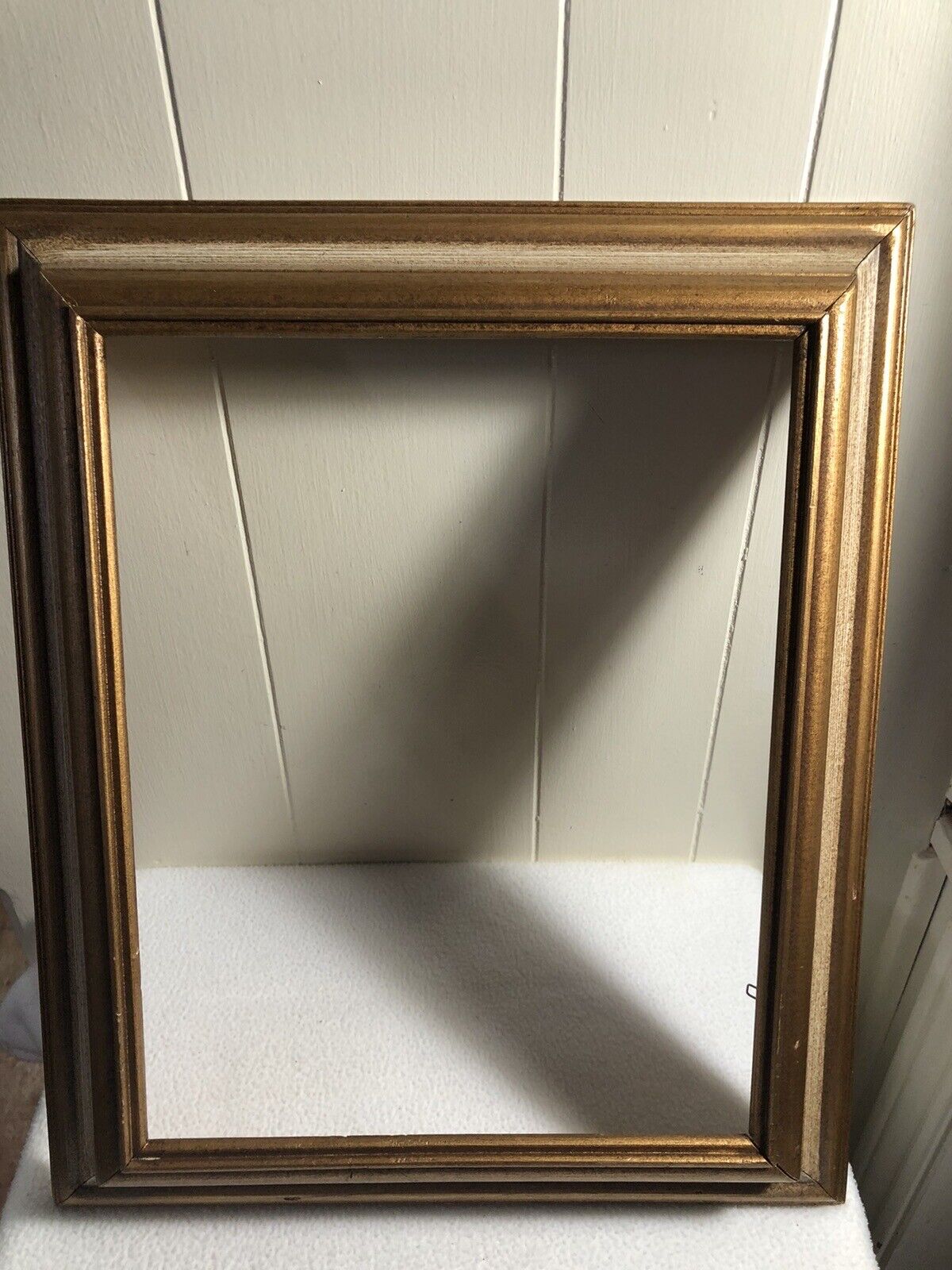 Vintage Antique Gold Finish 18 x 15 Wood Picture Frame Holds 9 x 12 NO GLASS