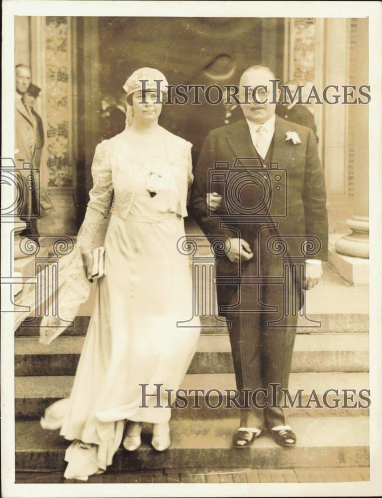 1933 Press Photo Neville Lawrence & Sarah Butler after their wedding in New York