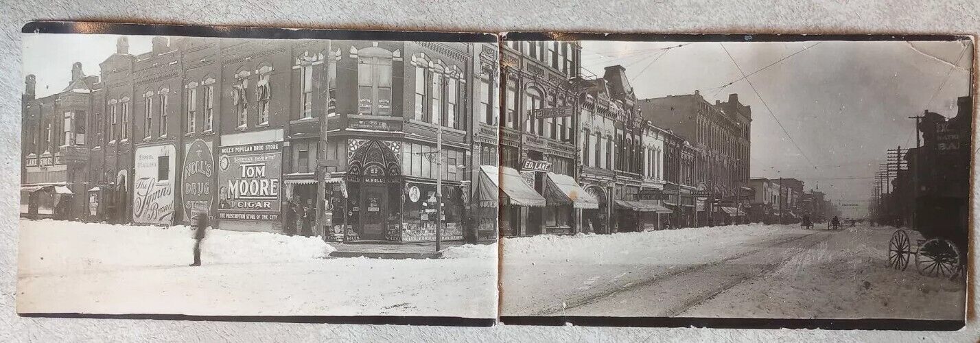 Rppc 1912 Atchison Ks. Noll\'s Drug Store. Tom Moore Cigars. Panoramic Postcard