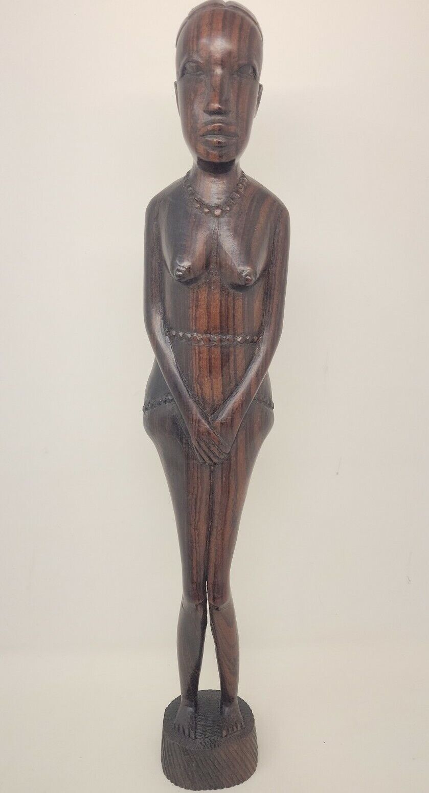 Vintage African Women Fertility Doll Hand Crafted Wood 18\