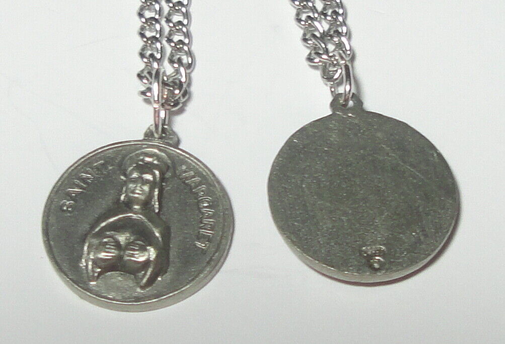 St Margaret of Antioch, Scotland, Cortona, or Hungary PEWTER Holy Medal on Chain